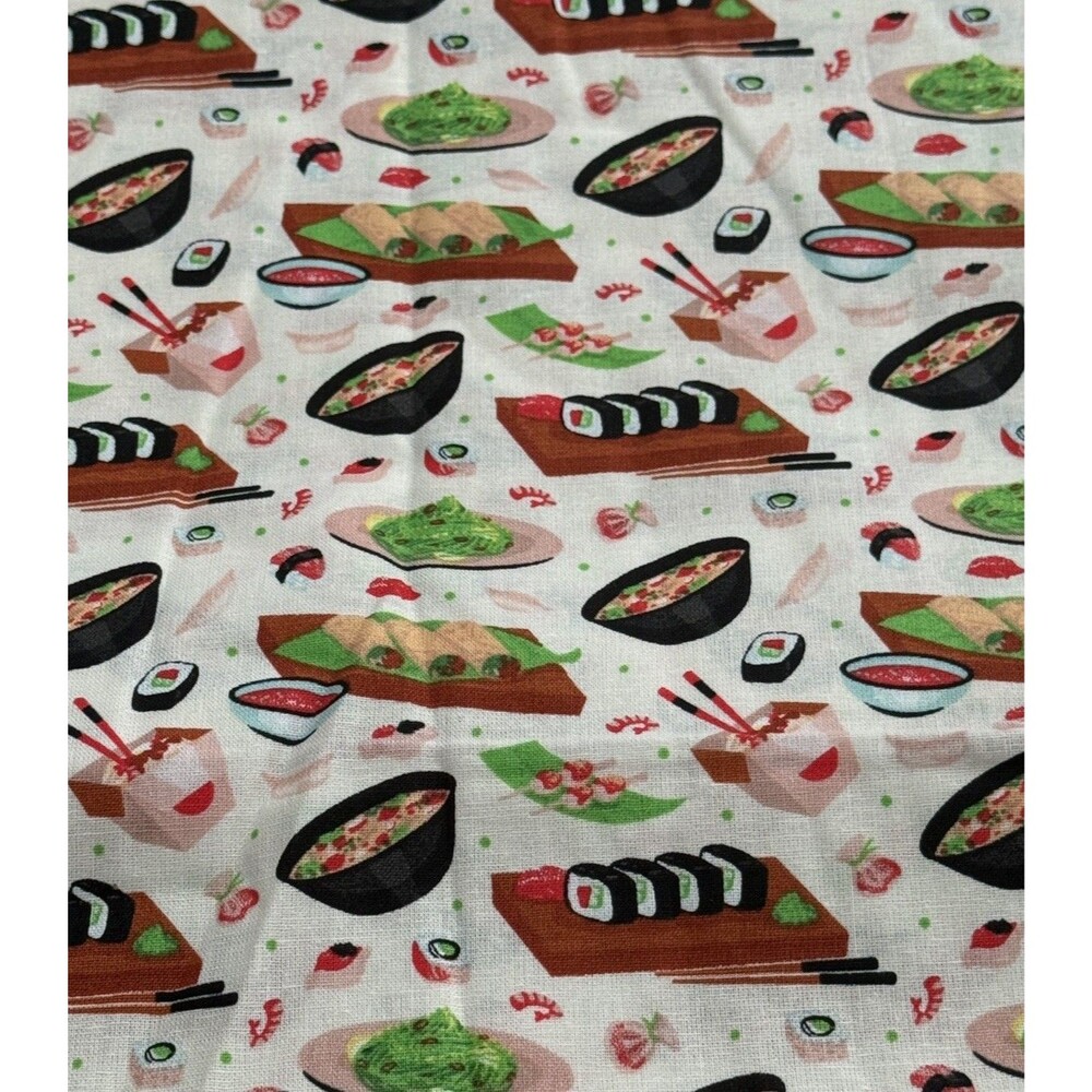 1/2 yrd x 1 yrd - Sushi and Seaweed Salad Cotton Fabric